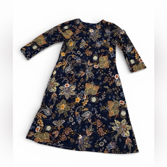 MSK Navy Floral Print A-Line Dress - Picture 2 of 5